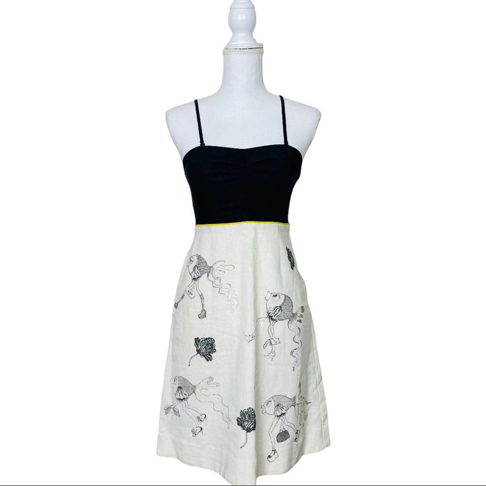 Anthropologie Sea Stiletto Florence Balucci Black and Cream A-Line Sundress